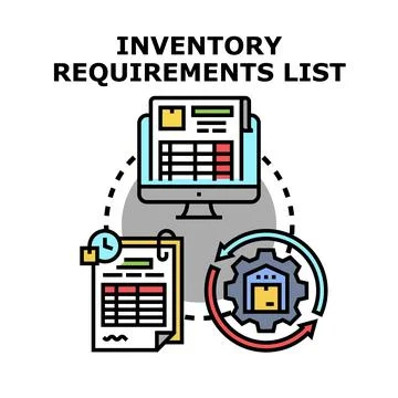 Inventory requirements list checking process planning Stockillustratie