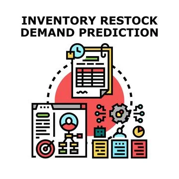 Inventory restock demand prediction planning management process Stock Illustration