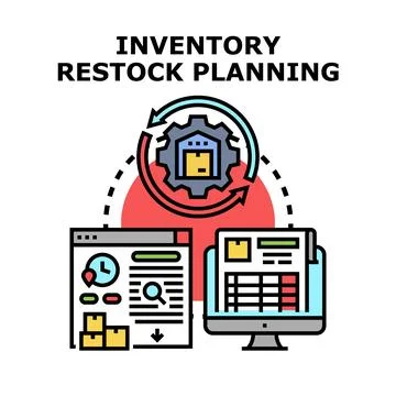 Inventory restock planning and supply chain management Stock Illustration