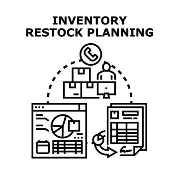 Inventory restock planning and supply chain management Stock Illustration