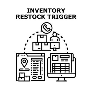Inventory restock trigger receiving order delivery tracking イラスト素材