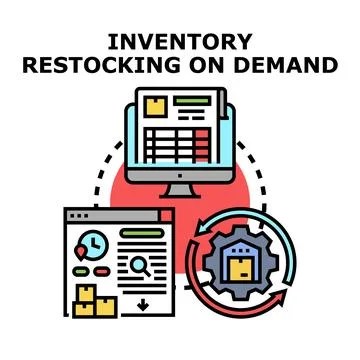 Inventory restocking on demand system concept Stock Illustration