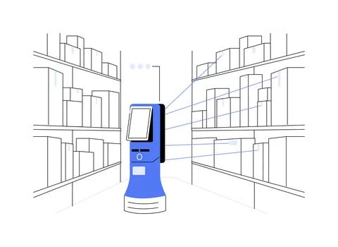 Inventory robots abstract concept vector illustration. Stock Illustration