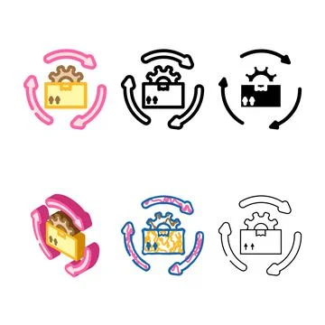 Inventory set management business process color icon vector 스톡 일러스트