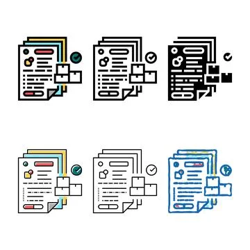 Inventory set paperwork color icon vector Stock Illustration