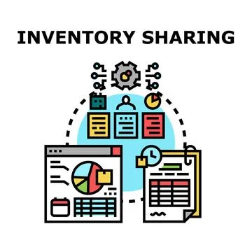 Inventory sharing system and business management concept Stock Illustration