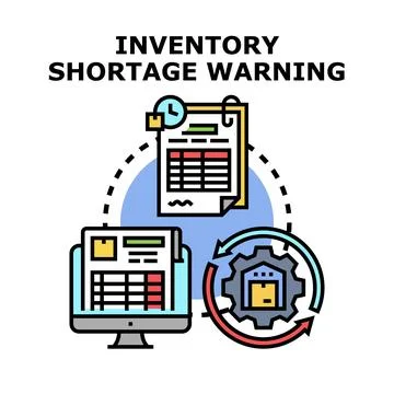 Inventory shortage warning detecting stock management problem Stock Illustration