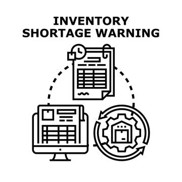 Inventory shortage warning detecting stock management problem Stock Illustration