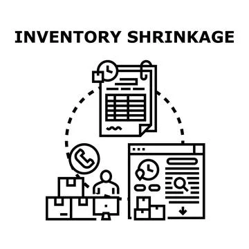 Inventory shrinkage process management and analysis concept Stock Illustration