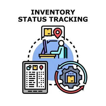 Inventory status tracking process control management system Stockillustratie