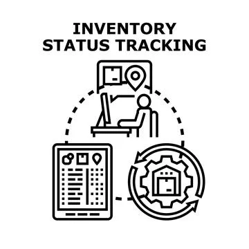 Inventory status tracking process control management system Stock-Illustration