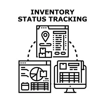 Inventory status tracking software system managing products Stock Illustration