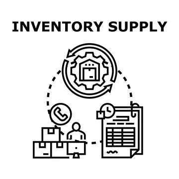 Inventory supply process management and logistics optimization Stock Illustration