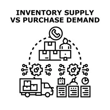 Inventory supply versus purchase demand management concept Stock Illustration