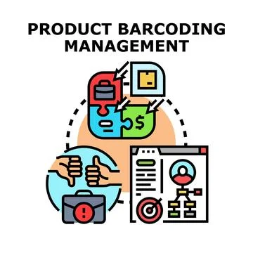 Inventory system tracking product barcodes and sales Stock Illustration