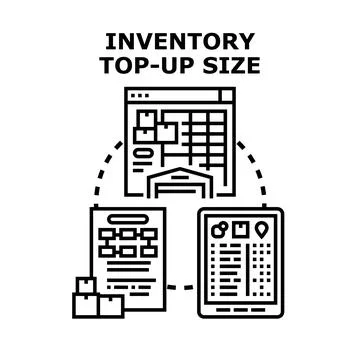 Inventory top up size management vector process Stock Illustration