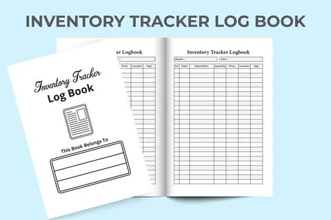 Inventory tracker KDP interior journal. Inventory information checker and pro Stock Illustration