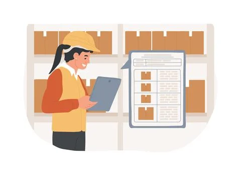 Inventory tracking isolated cartoon vector illustrations. Ilustración de archivo