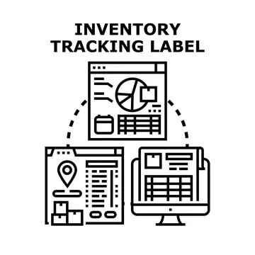 Inventory tracking label system managing logistics with analytics Stock Illustration