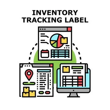 Inventory tracking label system managing logistics with analytics 스톡 일러스트