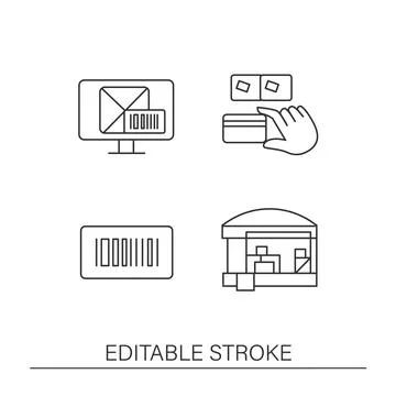 Inventory tracking line icons set Illustrazione stock