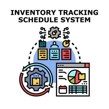 Inventory tracking schedule system managing logistics Stock Illustration