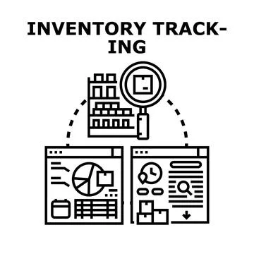 Inventory tracking system managing warehouse logistics data Stock Illustration