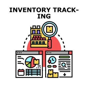Inventory tracking system managing warehouse logistics data Stockillustratie