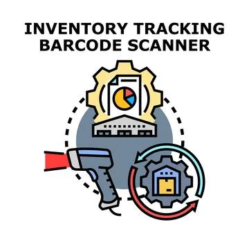 Inventory tracking system using barcode scanner technology Stockillustratie