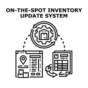 Inventory update system managing warehouse stock and logistics Stock Illustration