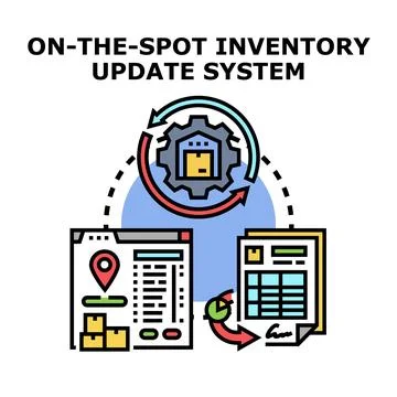 Inventory update system managing warehouse stock and logistics Stock Illustration