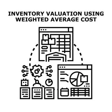 Inventory valuation using weighted average cost concept Stock Illustration