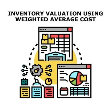Inventory valuation using weighted average cost concept 스톡 일러스트
