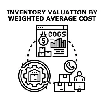 Inventory valuation weighted average cost business concept Stock Illustration