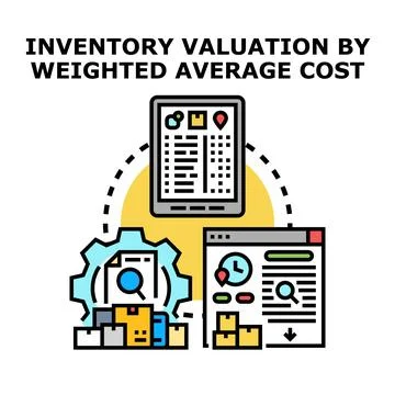 Inventory valuation by weighted average cost concept Stock Illustration