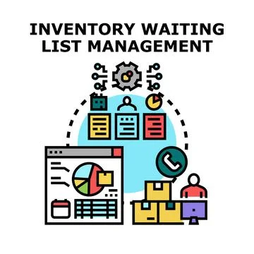 Inventory waiting list management evaluating business process Stock Illustration