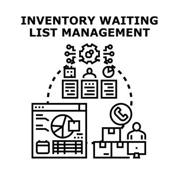 Inventory waiting list management evaluating business process Illustrazione stock