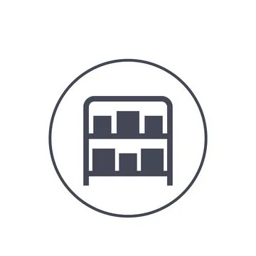 Inventory, warehouse icon Ilustração Stock