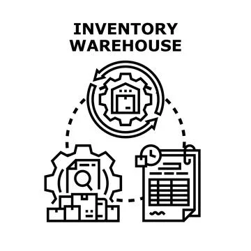 Inventory warehouse management process concept illustration Stock Illustration