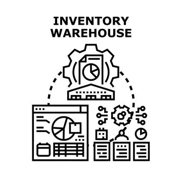 Inventory warehouse management system analyzing logistics data Stock Illustration