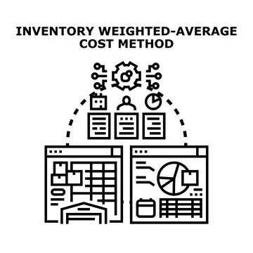 Inventory weighted average cost method for business valuation Stock Illustration