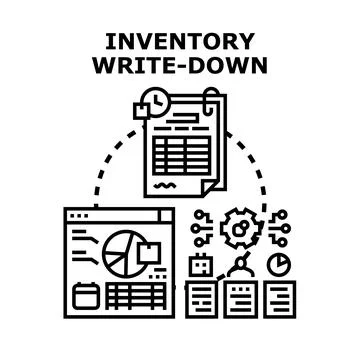 Inventory write down financial accounting record management concept Stock Illustration