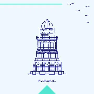 INVERCARGILL skyline vector illustration Ilustración de archivo