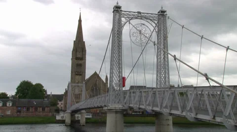 Inverness Suspension Bridge Stock Footage 8359778