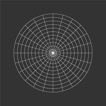 Inverse polar grid of 10 concentric circles and 15 degrees steps Stock Illustration