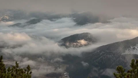 Inverse weather with moving clouds,low clouds in landscape Stock Footage 167837352