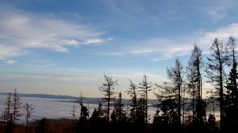 Inversion in the mountains with blue sky Stock Footage 58918146