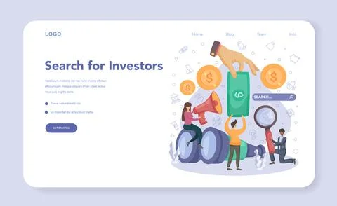 Inverstor searching for start up web banner or landing page Stock Illustration