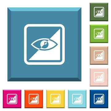 Invert object white icons on edged square buttons Ilustração Stock