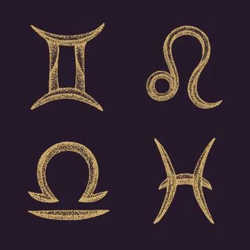 Invert Zodiac set Gemini 스톡 일러스트